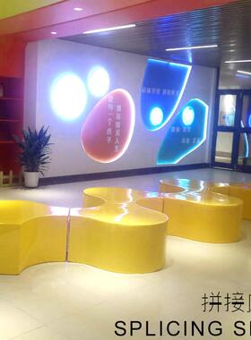 玻璃钢拼接组合M01座椅商场带绿植S形休弧闲树脂形户椅厂外家椅联