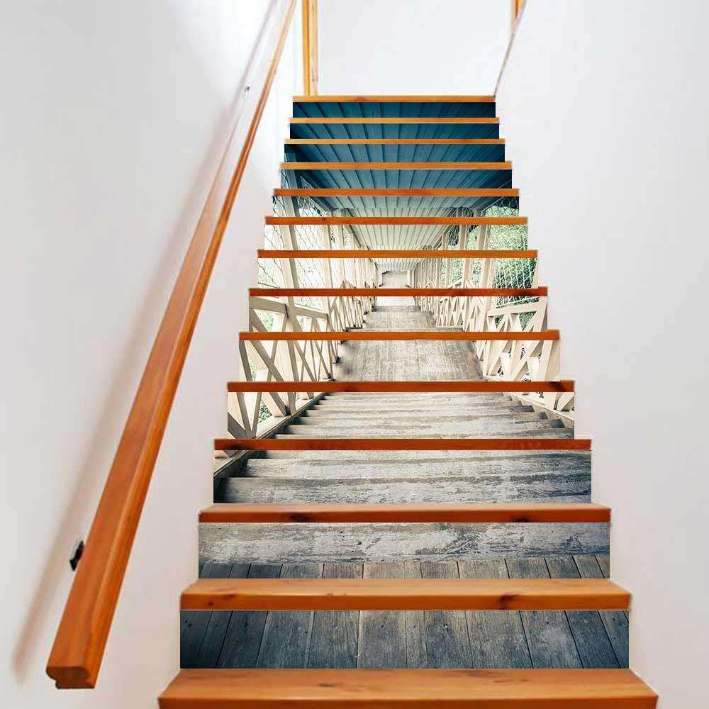 巨创P跨境1货源VC梯贴纸3D自粘3片楼贴墙贴DL052客厅装饰天桥楼梯