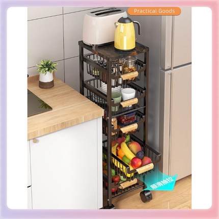 3YK抽厨房蔬菜拉物架缝夹缝落地多层隙菜F767TMT6置篮子冰箱侧收