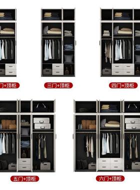 家布纹工艺欧式四五门大柜衣柜卧室子LVH具物柜组装实木储质衣橱