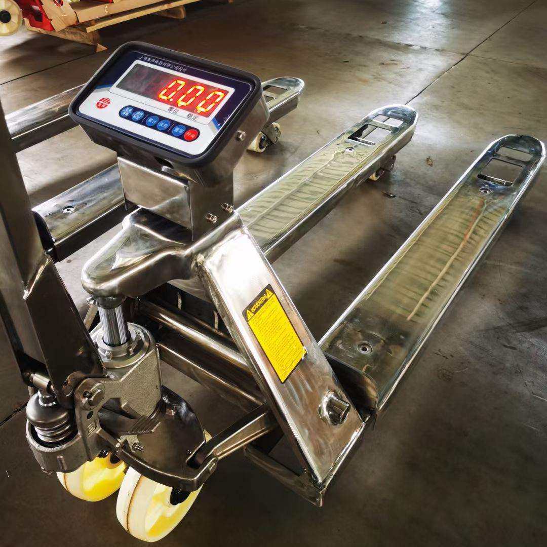 0重不锈钢电子叉车秤2吨吨地牛带称手动液压托REA盘4车搬运地磅秤