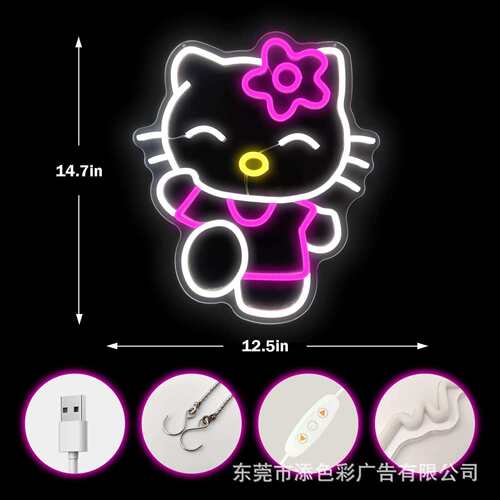 HelloKit霓虹猫WFN可调光马逊跨境亚克力LE发光字网红灯墙悬挂1亚