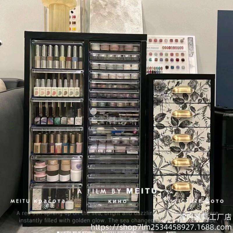 平底美甲店收油纳柜烘焙磨具柜4文胶柜抽屉式甲罐装家784f具抽屉