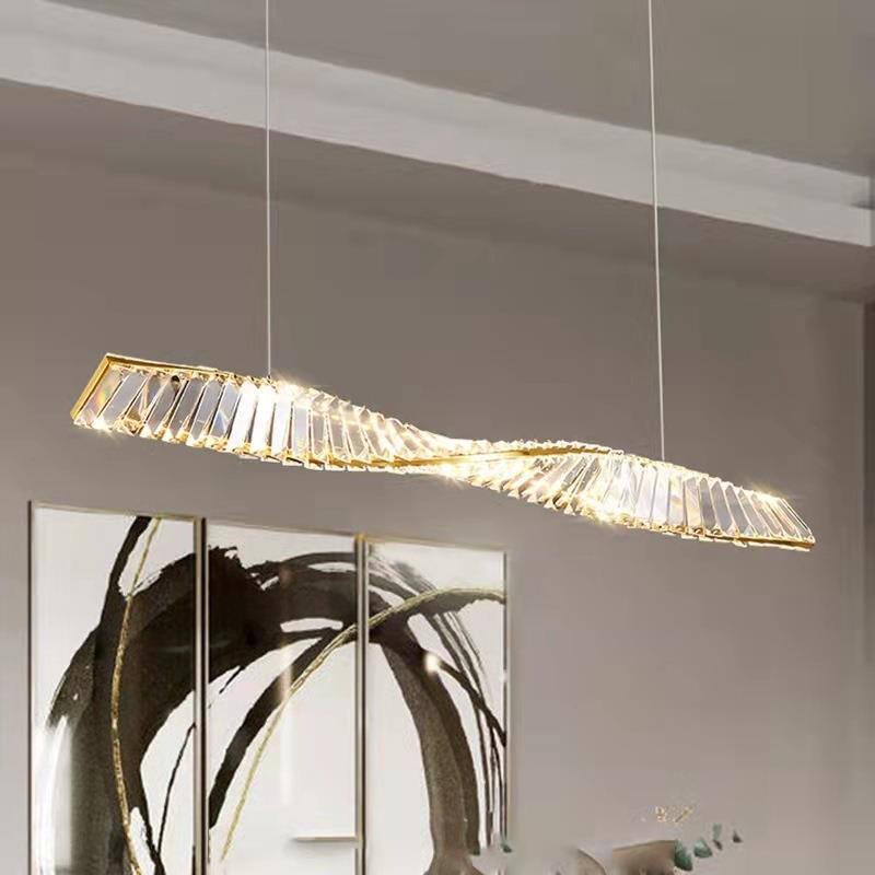 后代现水晶餐吊灯约540创长简条意设计师极简餐桌意式吧台一字长