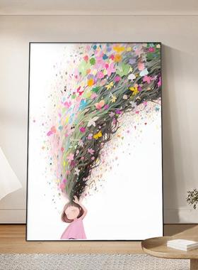 卡通画入小户玄关挂孩儿童房挂画众客厅装饰画XPP女走廊过道壁画