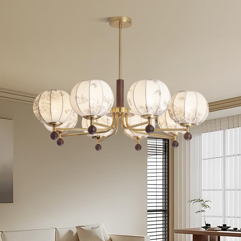 厅灯客厅吊灯款中古82客风客厅主灯法式复9古实木餐厅护眼新灯具1