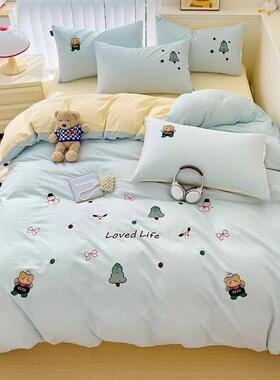 A水类洗棉纯棉床上四件套季儿童床品件被套885床单人三套夏床笠4