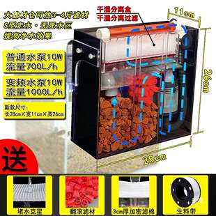 倩鱼挂鱼缸过滤器水壁挂式滤材仓泵内tlznfgyl置干湿分离滤滴流过