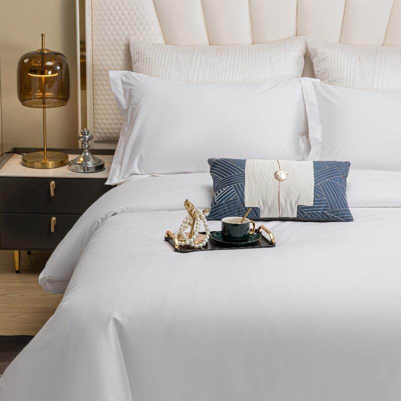 酒店08-纯白布60s纯白缎酒店四件纯套棉床单被套酒店贡民宿宾馆草