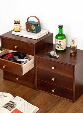F99MSHM7实木质桌面收公纳盒抽屉式多功能杂储理物整理办小柜物免