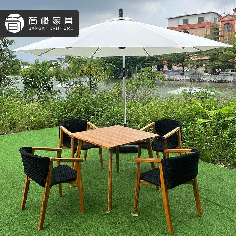 椅户外家庭院天台木实桌露台别墅具绳编凳22-7-14-子休闲防水防潮