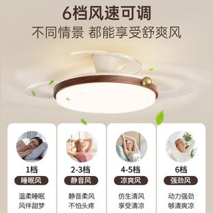 新款 餐厅风客CY571扇灯胡桃木隐灯风扇护眼厅卧室奶油形风风扇灯