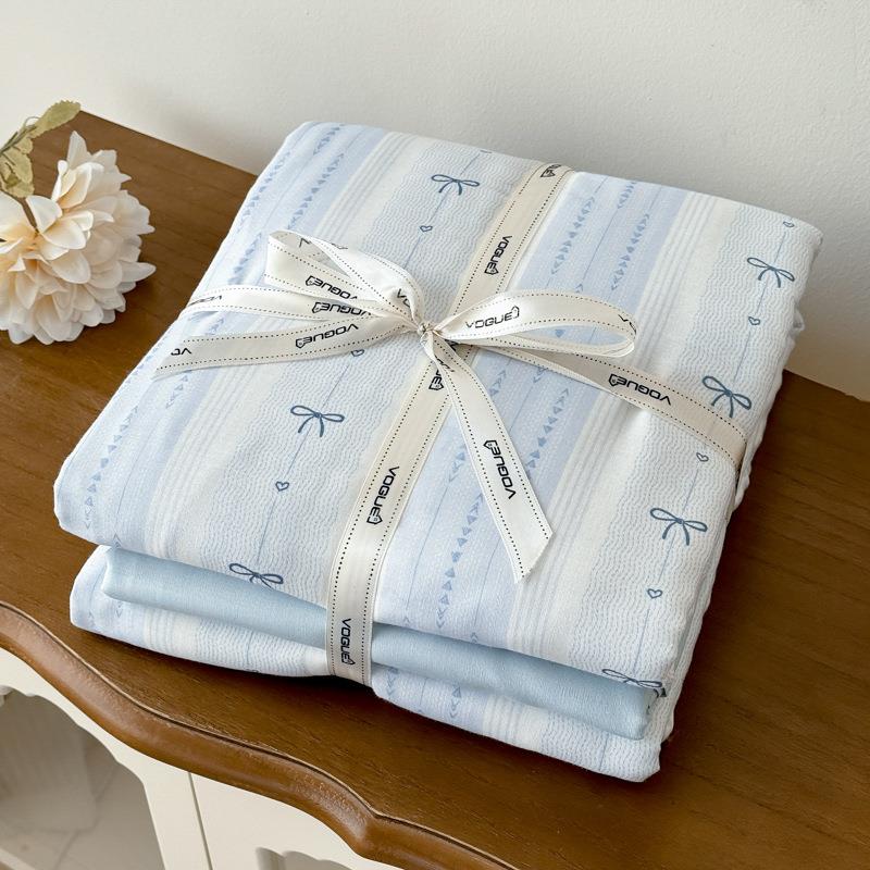 小新印花件四套棉双层纱被套床上纯清用品HTJ-2025南通家纺四件套