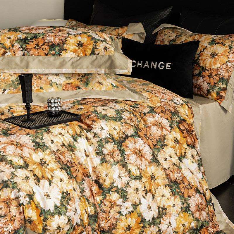 式印花单高端100S长绒chujian棉床四件套全棉纯棉被套轻奢新款上