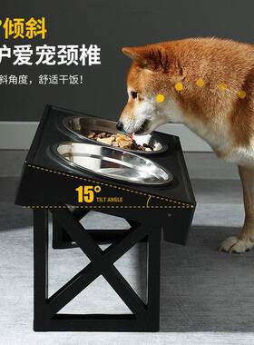 狗碗喂食碗双碗中大型犬防不打翻支碗猫饭架碗宠物咪MKI碗狗狗锈