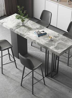 客岩厅餐长厅板吧台F5M7MMM9桌岛台吧一体桌家用高餐脚桌条桌简约