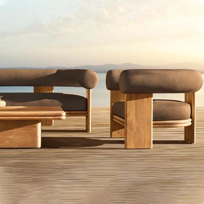 酒店户URY外沙发柚木发花园柚露天户外实木沙发别墅庭院户外木沙