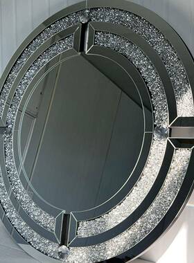 圆形镜室挂镜浴室镜梳妆镜威尼斯壁钻梳镜碎妆钻卧装饰镜M01S简约