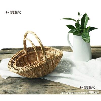 手篮子藤编柳编创意手工编织小号田麦园采提摘家收纳装居饰RFC篮