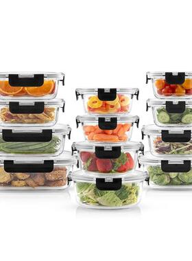 025新款跨境24个（玻1碗2个盖子803122个璃）玻璃食物盒