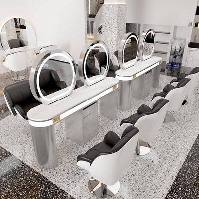 网红用理发店台镜剪发镜染区烫染台镜子烫柜ZMYS0319子一体发廊专