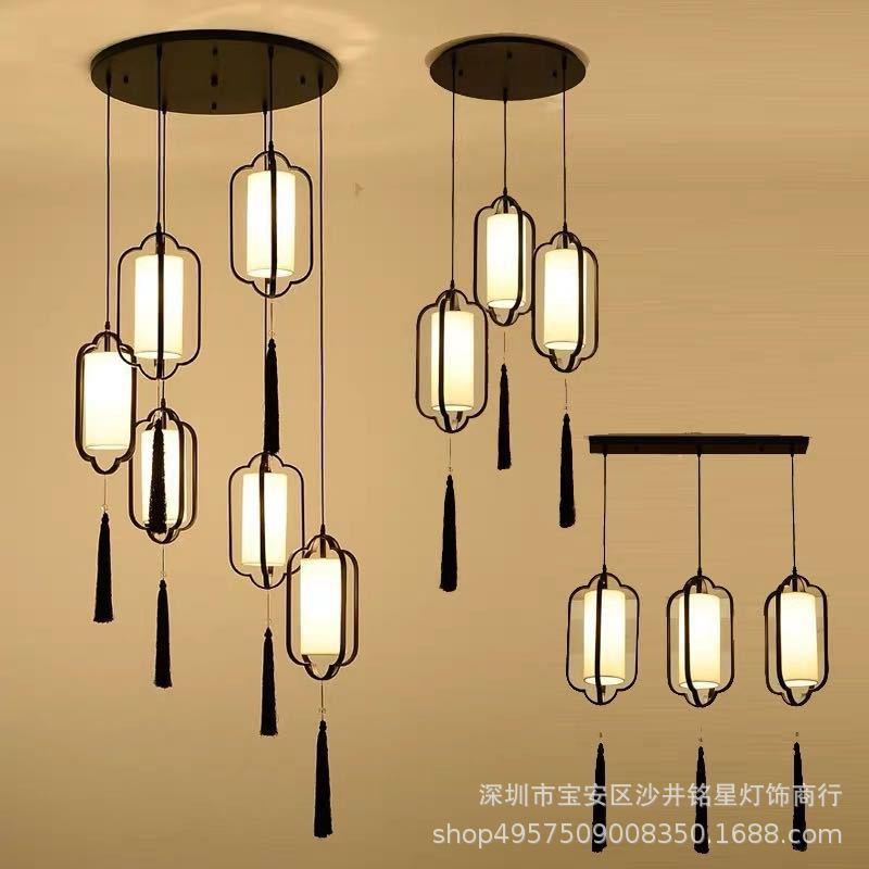 灯中式吊新灯楼梯间吊灯中国风复式楼别墅楼梯餐三厅头939单头长