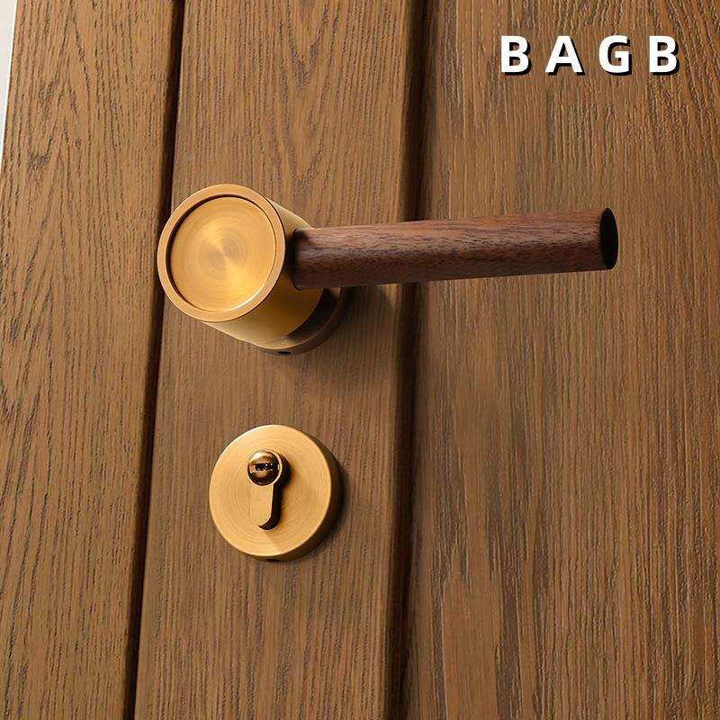 B室AGB黄青古铜磁吸卧房门锁木395门中静式音胡桃木实门锁磁吸古