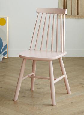 餐厅纯实木轻风闲椅家用餐带63666靠背简约餐桌椅子彩色休木质温