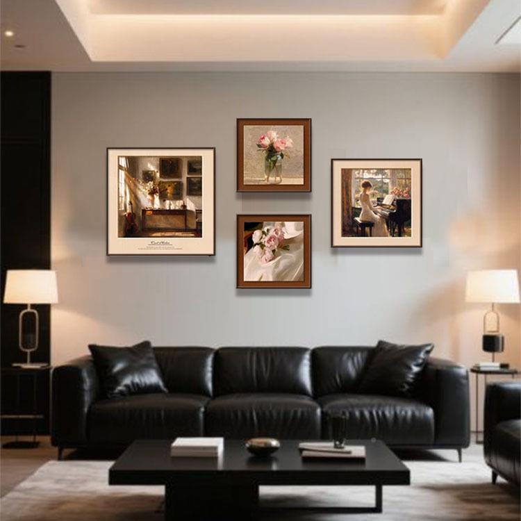 画内阳室ZFZH4013光中古风客式厅沙发装饰美式复古艺术画法餐厅画