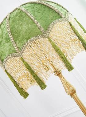 法式田园沙复古v灯iiw2f7TCwntage设式计感客厅发落地中古流苏书