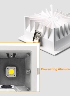 0W20W30W140W方形嵌入式OB736LED筒灯防眩光C白色黑色可选