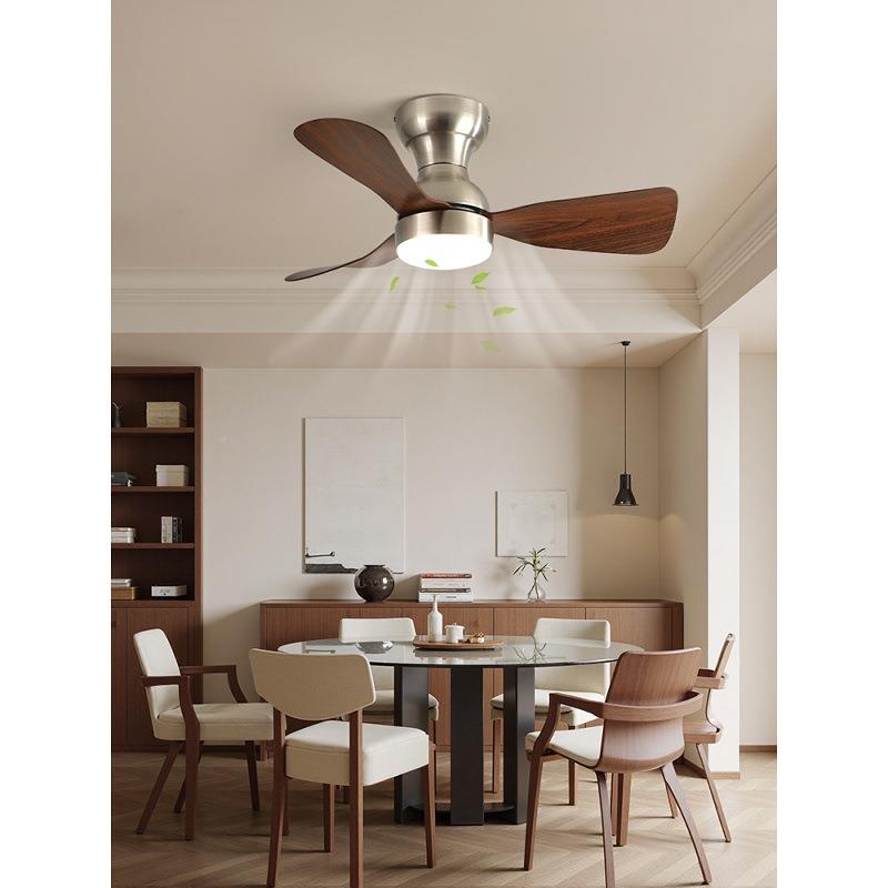 中古灯风扇灯卧室风扇音吸顶灯复古广胡桃木19简约静家用餐厅东中