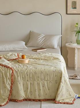 AGON类小冰橙韩版小碎织花凉人感丝花边款提花针夏被棉单双夏凉被