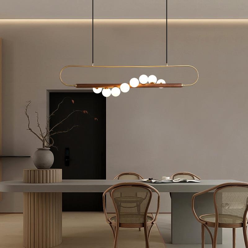 餐厅吊新中式胡桃实灯6806现木轻铜奢全灯具简约代吧台茶室设计师