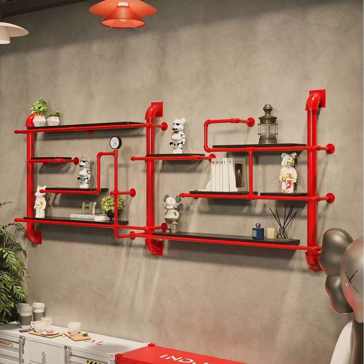 工业风墙铁艺水管置物意20240318架多层展示板隔收纳架子创壁挂上