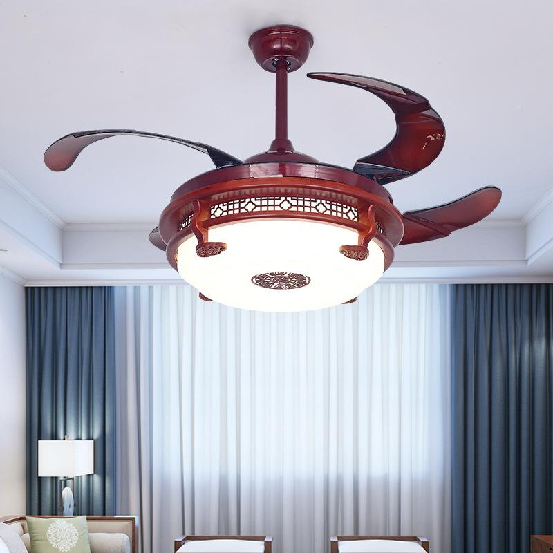 中式餐厅led能隐形书风用扇吊扇灯具静音卧无品牌/室房家仿复古实