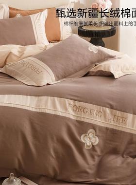 A类长绒棉2床上磨毛四件套4510笠25新款纯棉10套0床单被床款