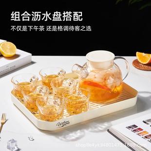 高颜值家用泡茶壶煮玻璃花茶壶全套茶水杯冷水壶耐高温水具带托盘