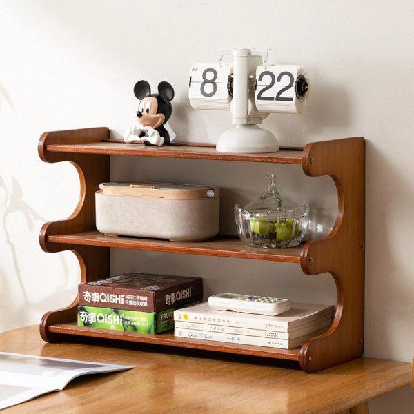 桌面书架家用多层简易置物架宿舍书柜公室工位收纳展示架楠竹,收纳整理,书桌收纳置物架,淘宝优惠券,粉丝福利购,淘宝优惠卷