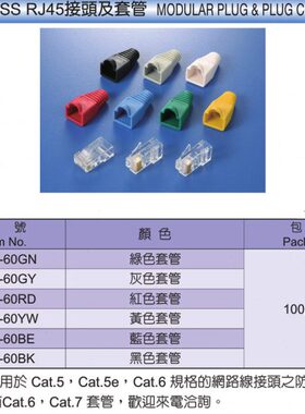 RJ45-60YW黄色台湾凯士士kss-RJ45接头 100个/包