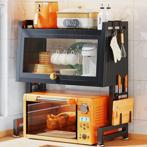 厨房家用升级防尘可视柜门多功能大容量微波炉烤箱杂物收纳置物架,厨房/烹饪用具,微波炉置物架,淘宝优惠券,粉丝福利购,淘宝优惠卷