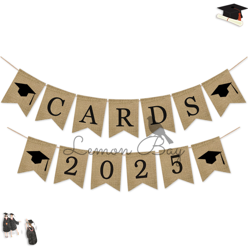 2025毕业季派对装饰麻布拉旗字母数字拉花横幅厂家直销批发