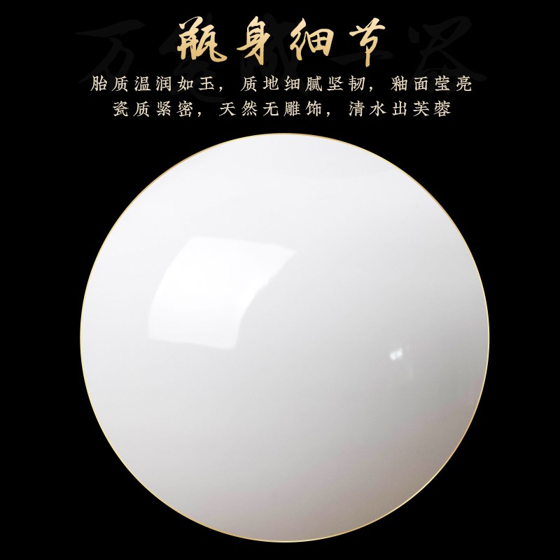 景德镇花瓶陶瓷摆件客厅插花中式仿真花白色纯白石榴瓶小号高级感