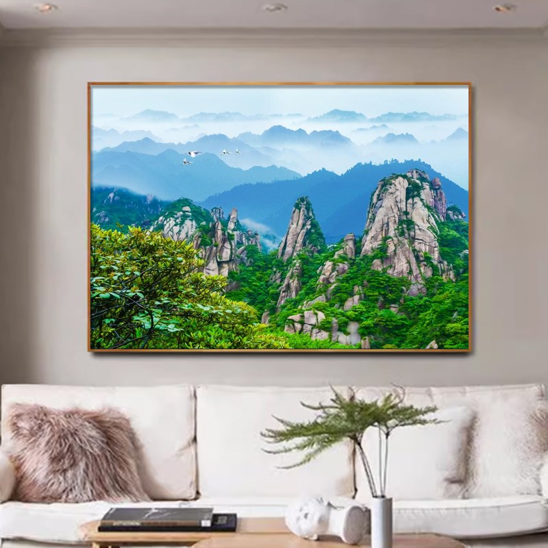 简约招财有山无水靠山挂画高山风水客厅背景墙装饰画餐厅卧室壁画