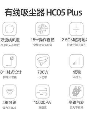 小狗吸尘器家用强力大功率有线推杆手持式小型吸尘机HC05 Plus