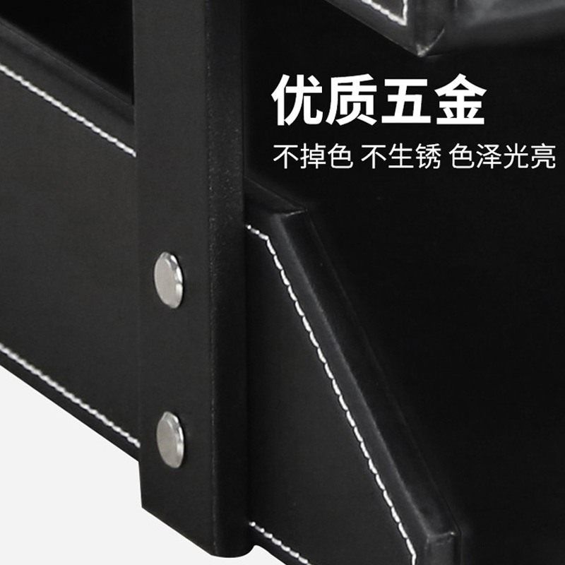 皮革文件资料架文件框盘三层桌面收纳层架高档商务时尚办公用品特