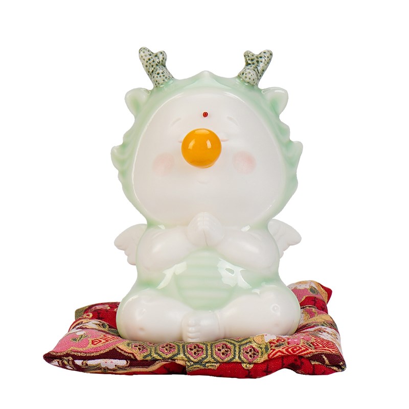 招财龙家居桌面装饰品书房玄关陶瓷工艺品生肖龙吉祥礼物茶宠摆件