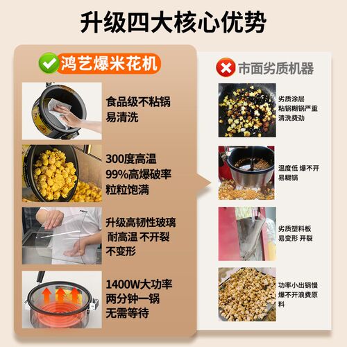 爆米花机商用摆摊用全自动家用新型小型苞米花专用机器夜市爆谷机