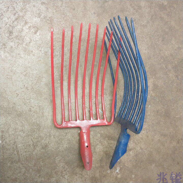 叉子农用草叉子粪粪叉工具农具实心大号牛粪九齿钢叉大全铁叉煤叉