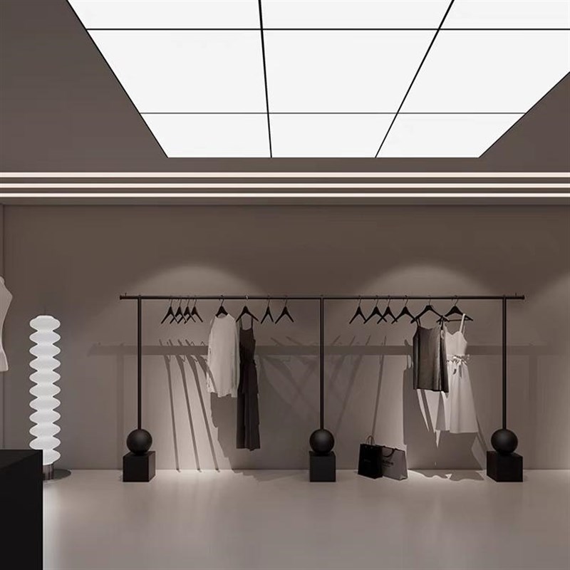 服装店展示架铁艺黑色落地服装架挂衣服架子女装店专用货架陈列架